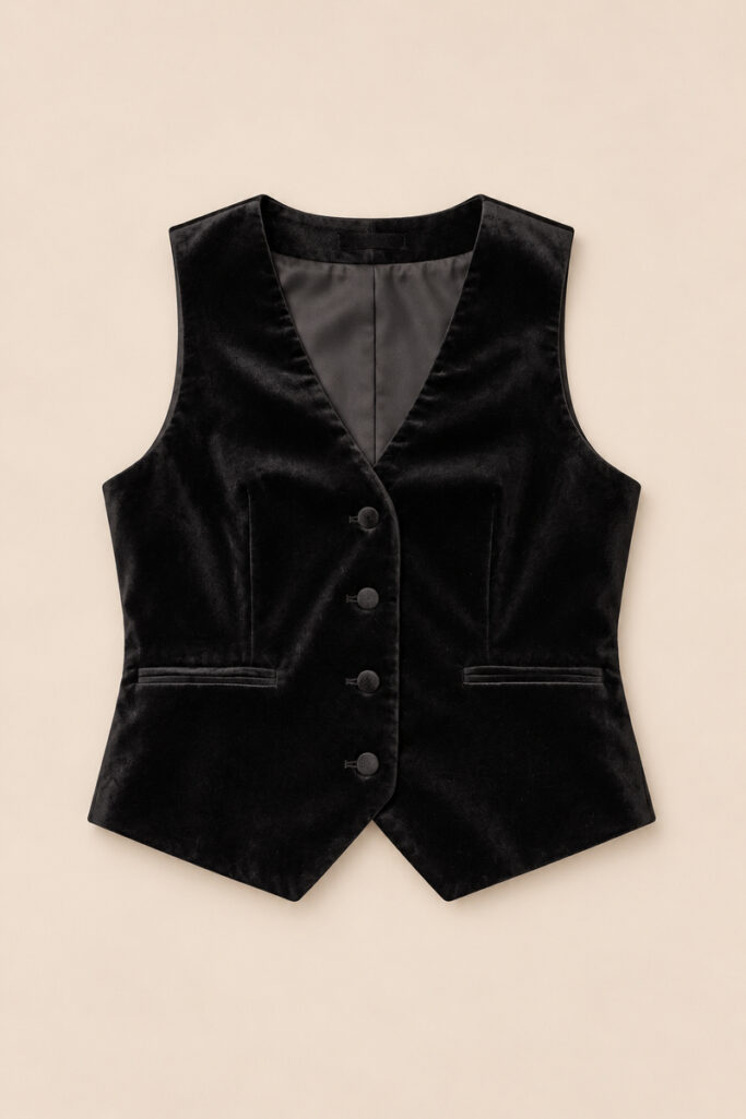 Alternative view of GILET ELEGANTE IN VELLUTO NERO
