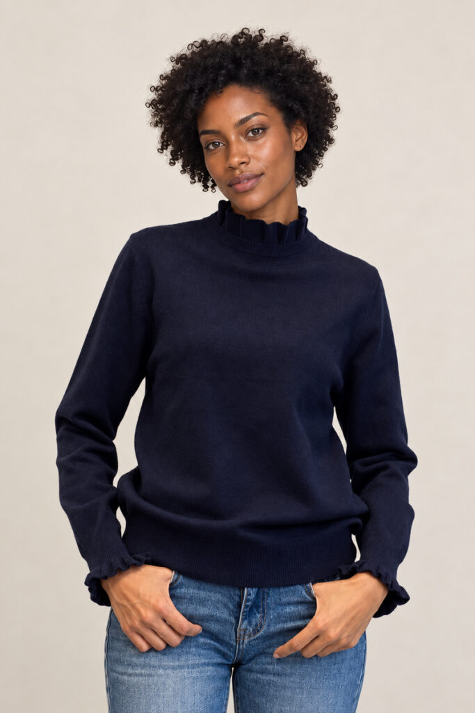 PULL COLLO ALTO ROUCHES NAVY