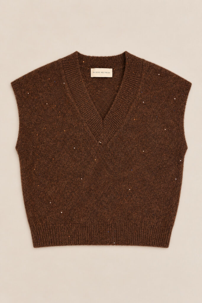 Alternative view of GILET OVER LUREX MARRONE