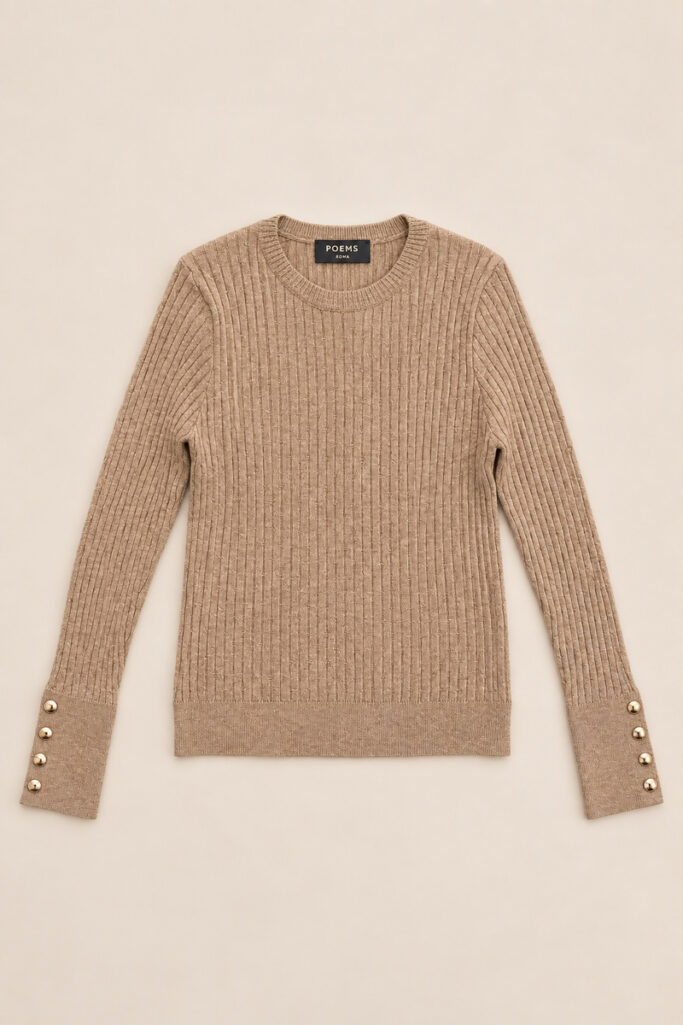 Alternative view of PULL COSTINE BOTTONCINI POLSO BEIGE
