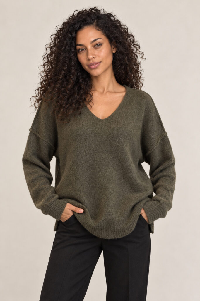 PULL V IMPUNTURATO VERDE MILITA