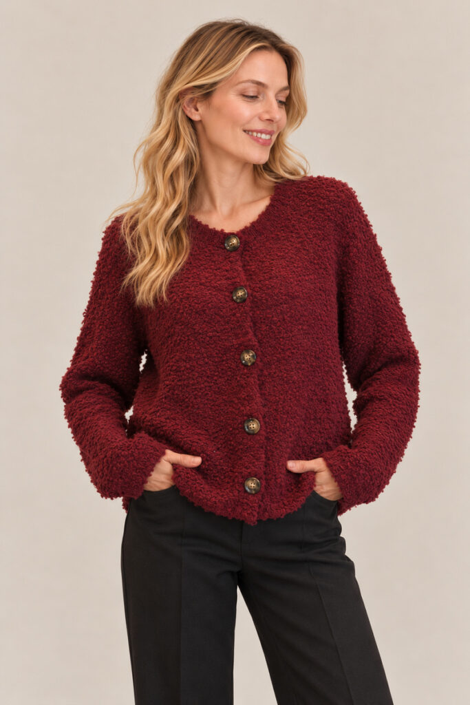 CARDIGAN PECORELLA BORDEAUX