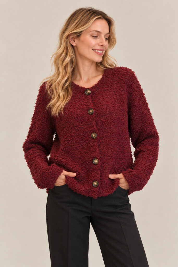 CARDIGAN PECORELLA BORDEAUX