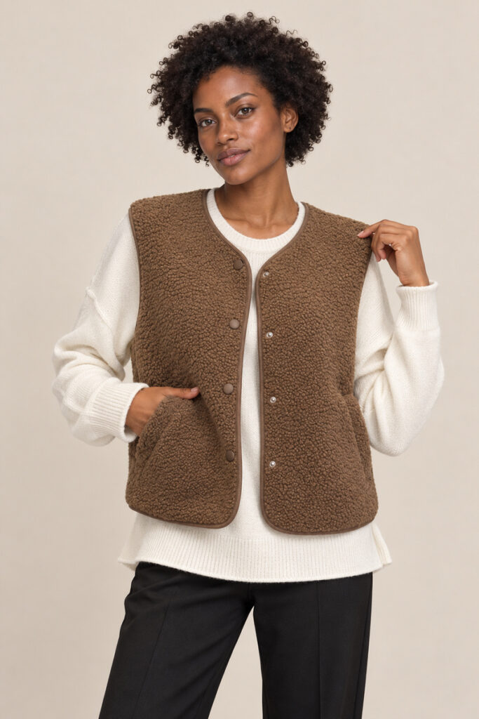 GILET PECORELLA MARRONE
