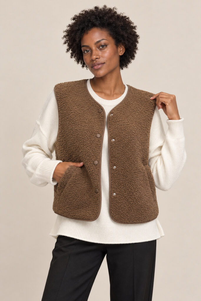 GILET PECORELLA MARRONE