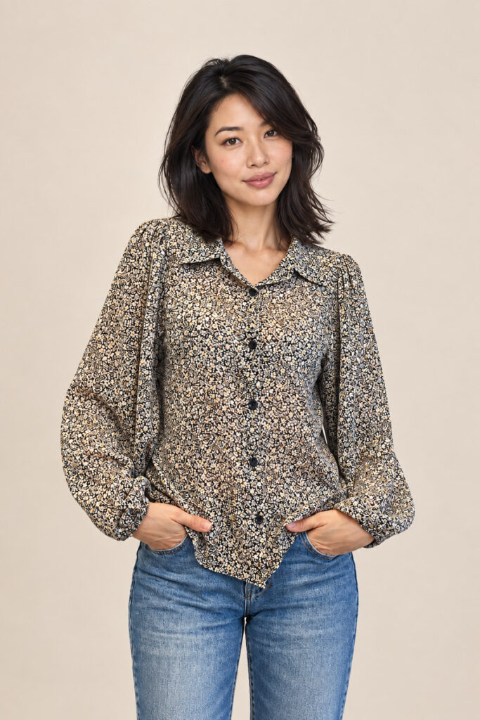 CAMICIA MANICA LANTERNA MINI FIORI G