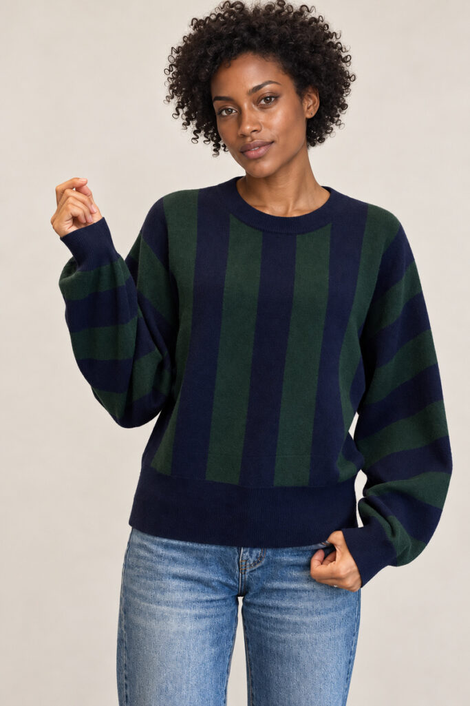 PULL MANICA PIPISTRELLO RIGHE BLU