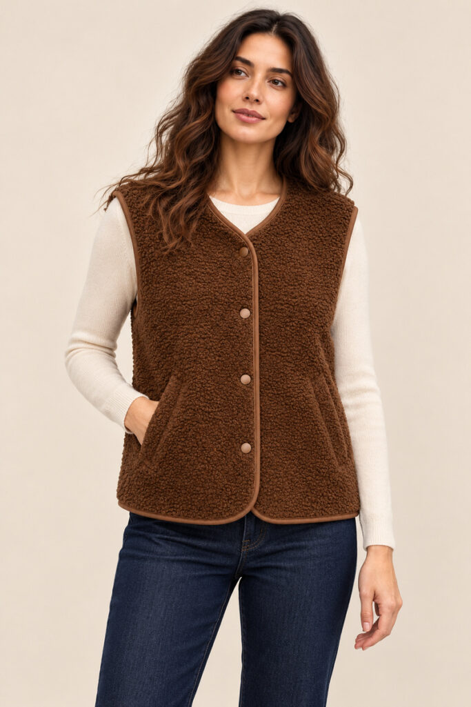 GILET PECORELLA CIOCCOLATO