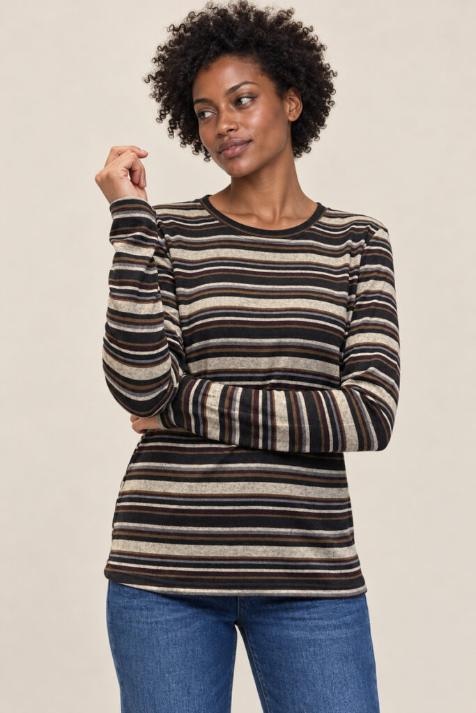 MAGLIA RIGHE BASIC GRIGIO