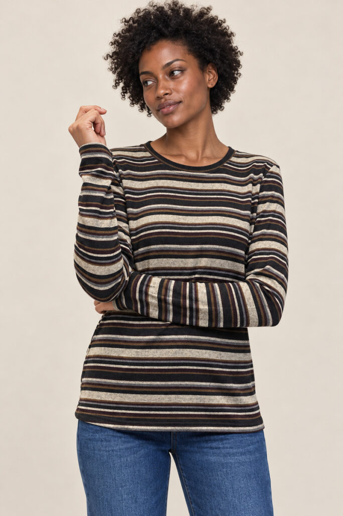 MAGLIA RIGHE BASIC GRIGIO