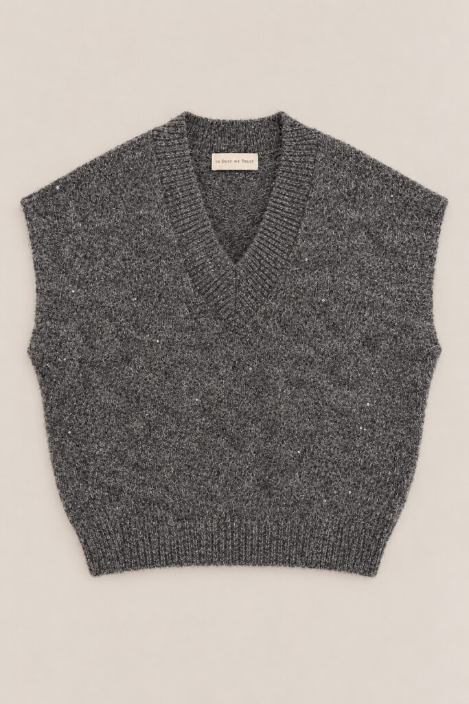 Alternative view of GILET OVER LUREX GRIGIO SCURO