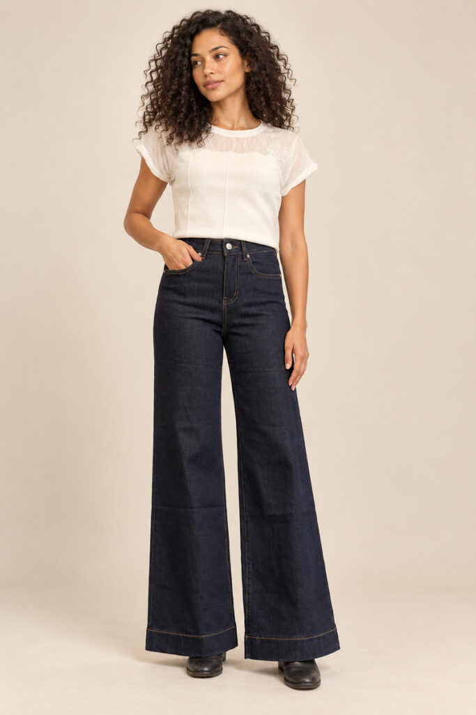 JEANS ZAMPA RISVOLTO DARK BLUE