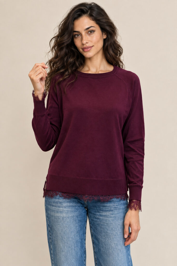 GIROCOLLO INSERTI PIZZO BORDEAUX