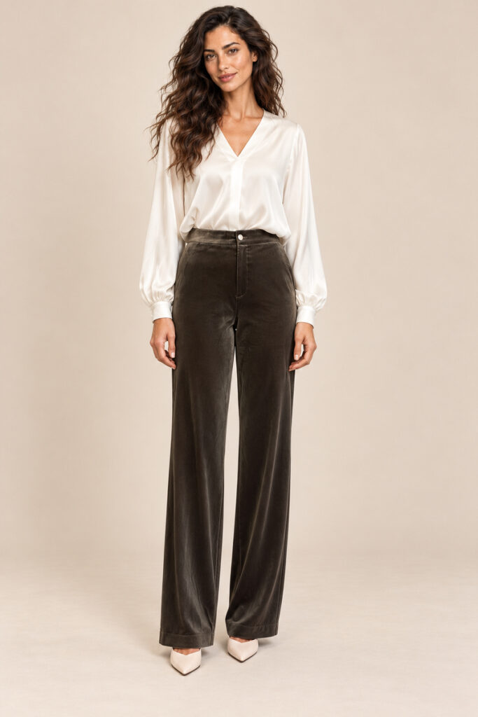 PANTALONE PALAZZO CLASSICO IN VELLUTO TALPA