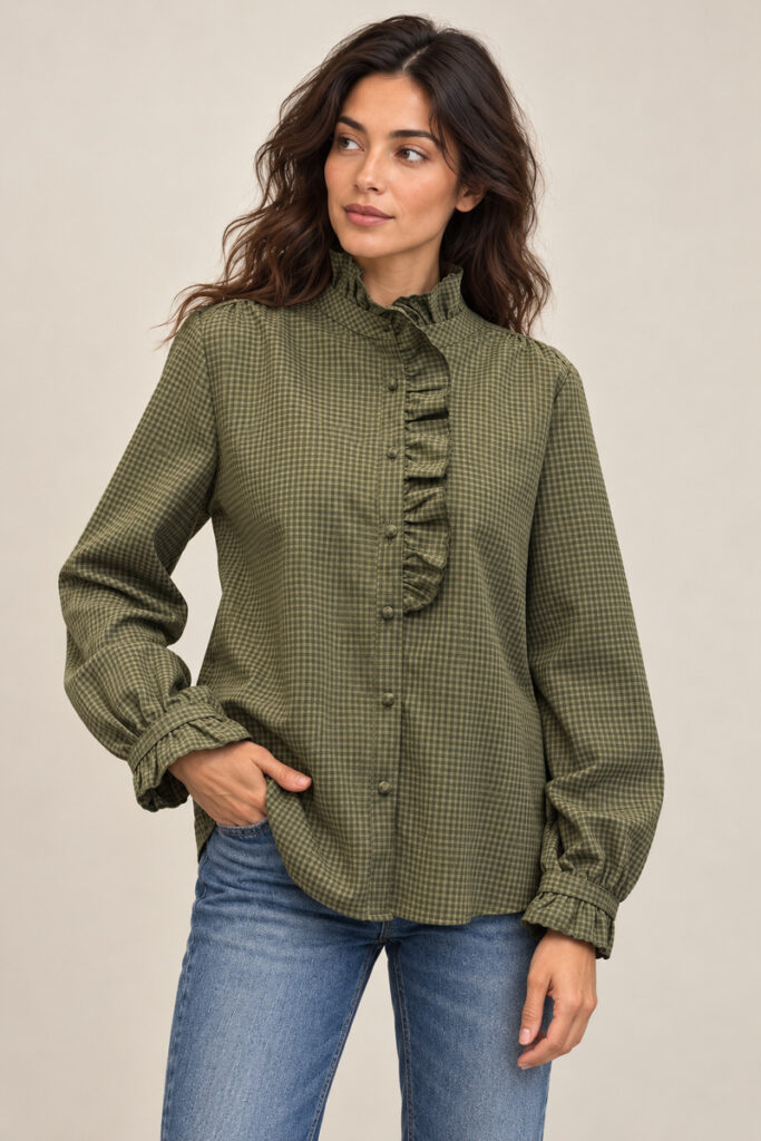 CAMICIA QUADRETTI ROUCHES VERDE