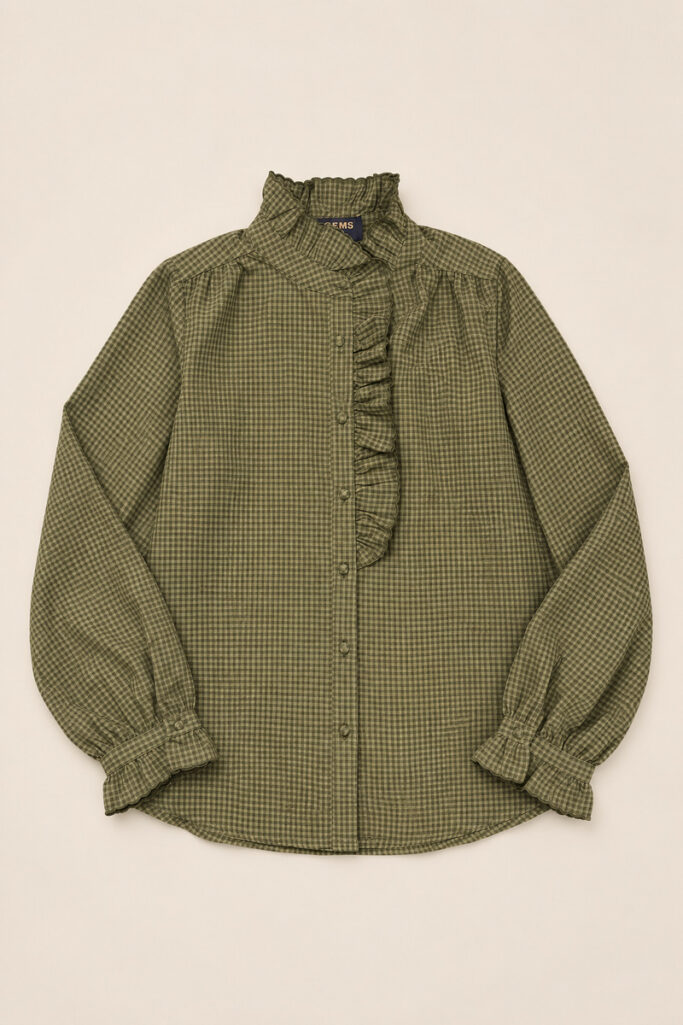 Alternative view of CAMICIA QUADRETTI ROUCHES VERDE
