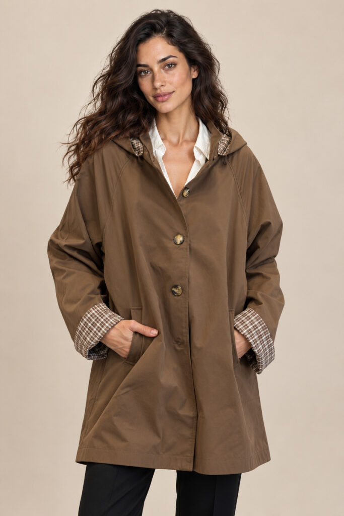 TRENCH CORTO CAPPUCCIO MARRONE