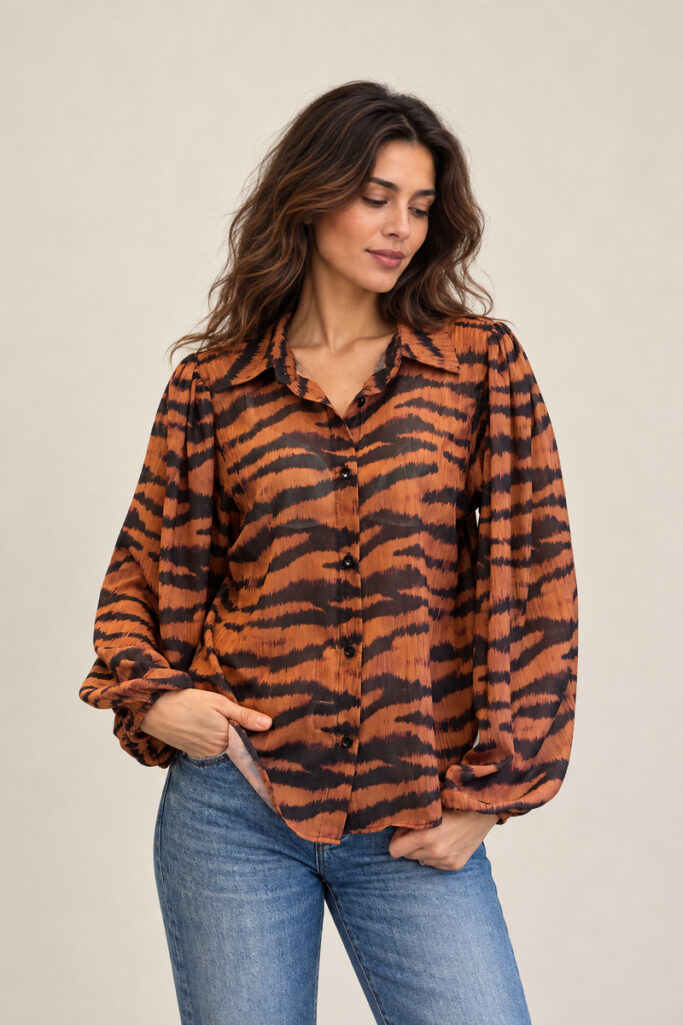 CAMICIA MANICA LANTERNA ANIMALIER