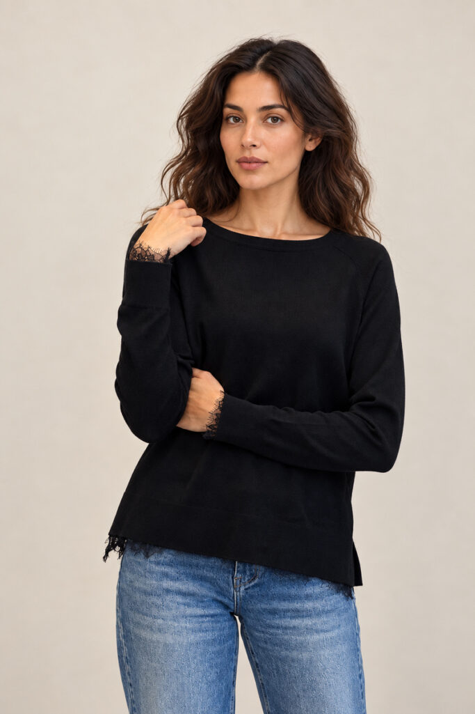 GIROCOLLO INSERTI PIZZO NERO