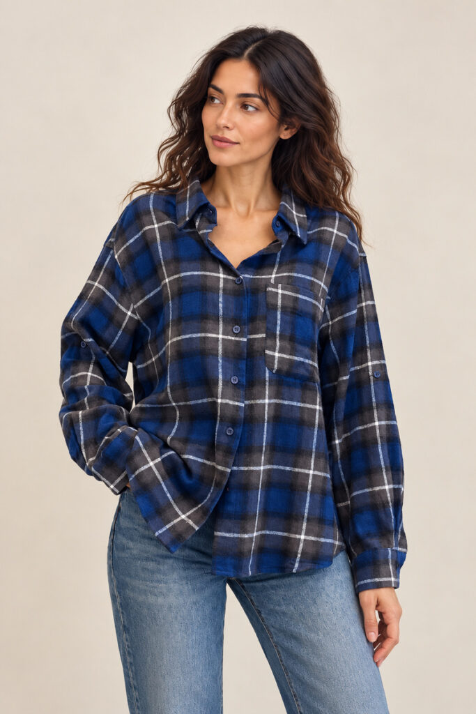 CAMICIA A QUADRI NAVY