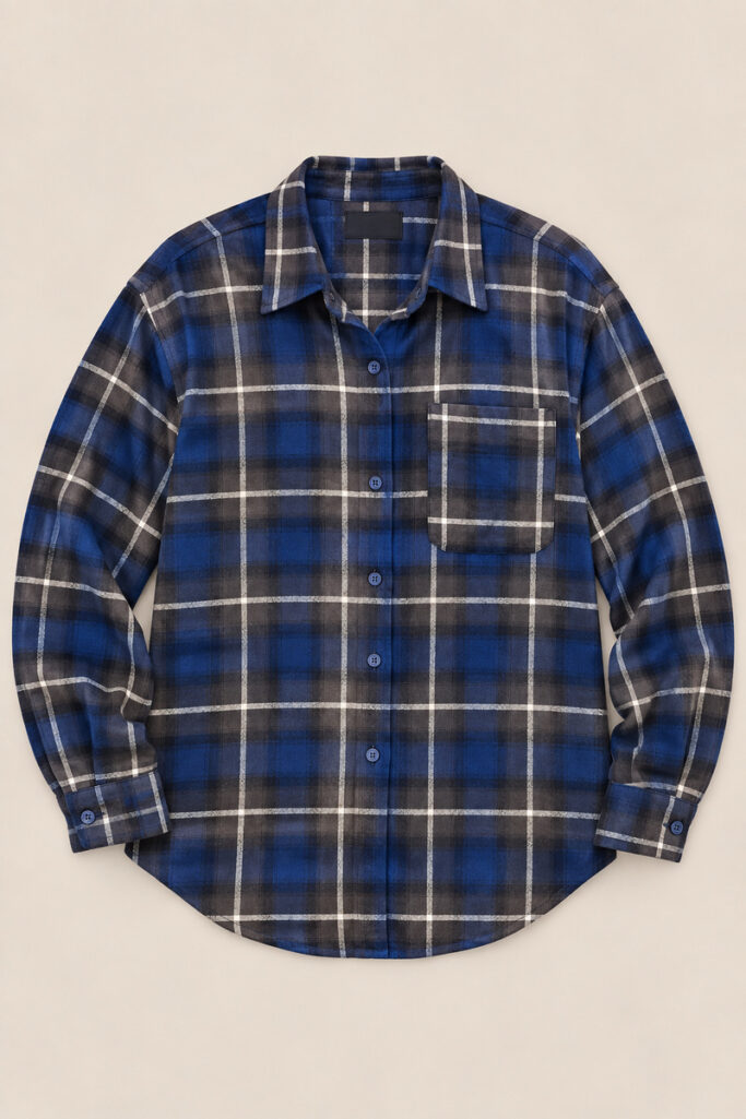 Alternative view of CAMICIA A QUADRI NAVY