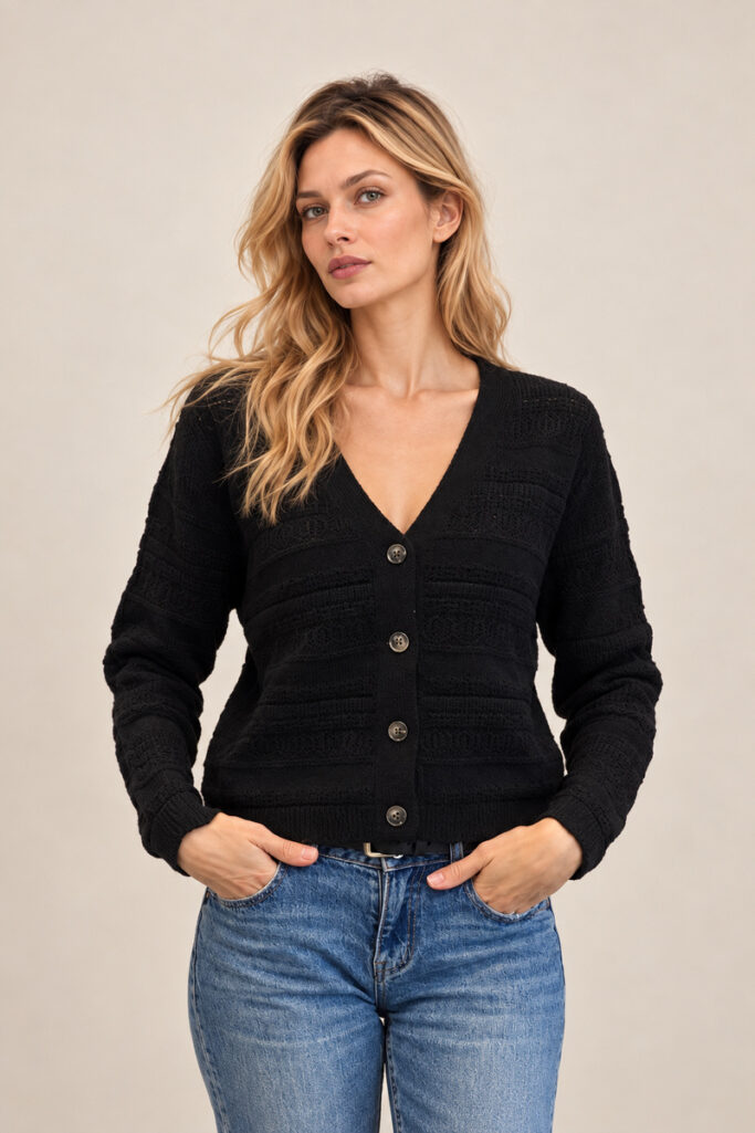 CARDIGAN TRAFORATO V NERO