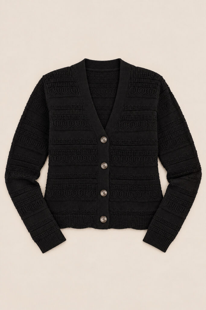 Alternative view of CARDIGAN TRAFORATO V NERO