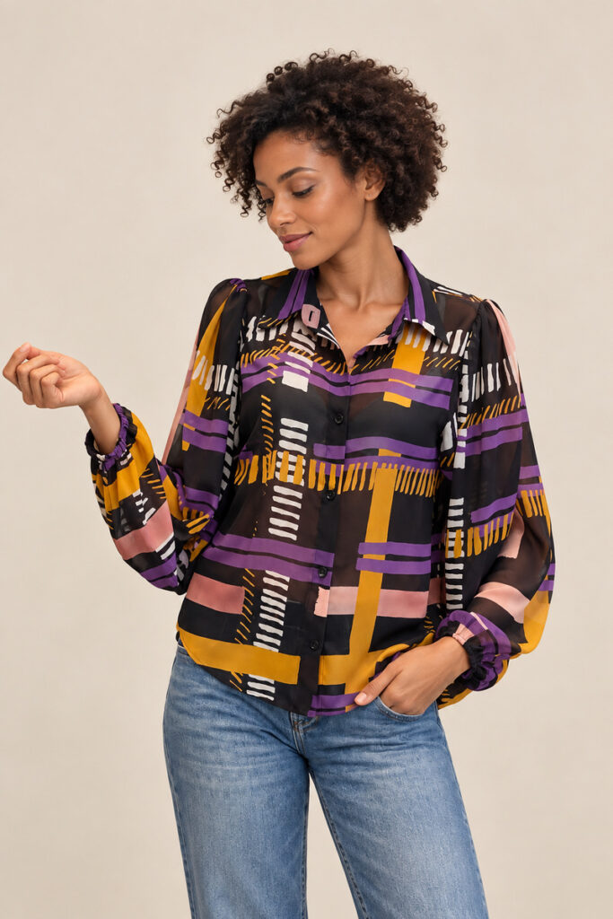 CAMICIA MANICA LANTERNA VIOLA OPTICA