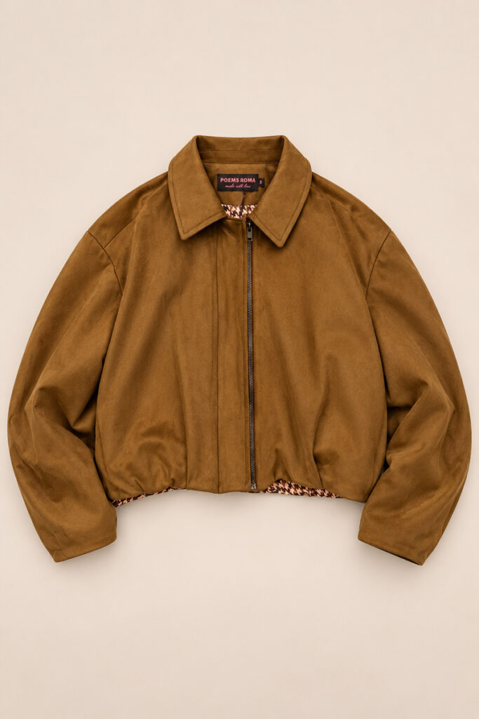 Alternative view of BOMBER CROPPED EFFETTO CAMOSCIO MARRONE