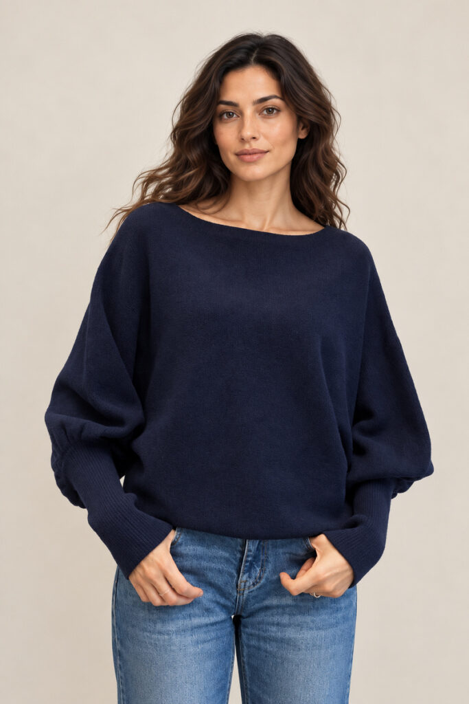 PULL CROP MANICA LARGA NAVY