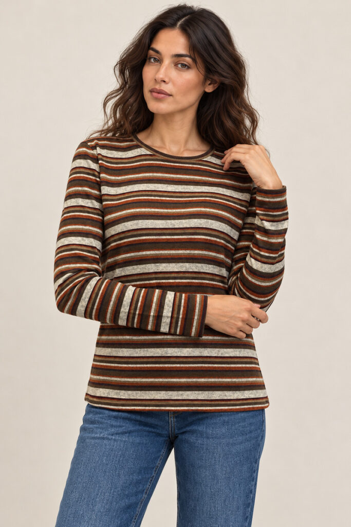 MAGLIA RIGHE BASIC ARANCIO