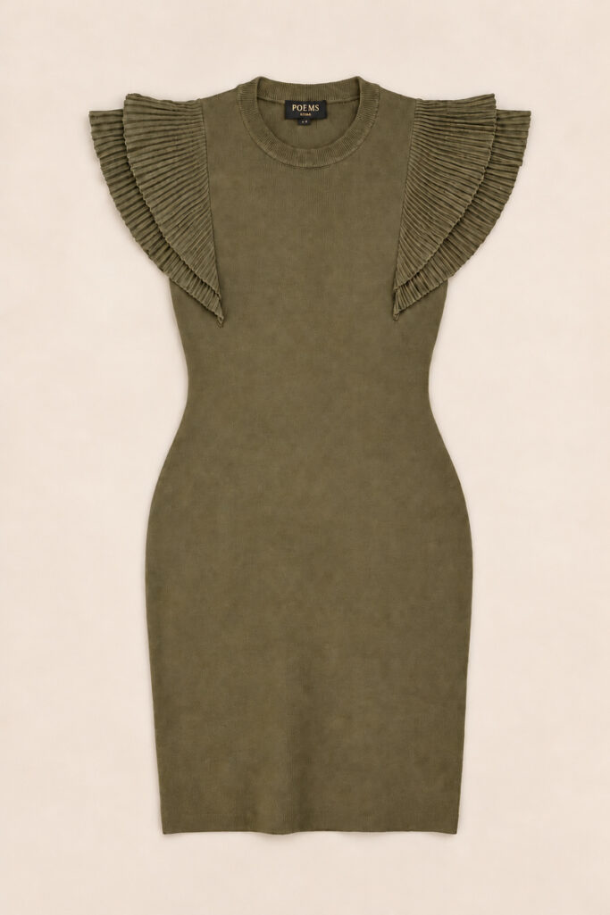 Alternative view of ABITO CORTO MANICA ORGANZA VERDE