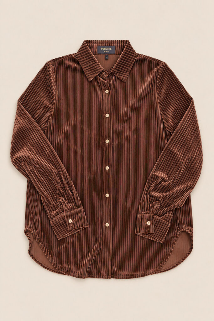 Alternative view of CAMICIA CLASSICA RIGA A CONTRASTO MARRONE