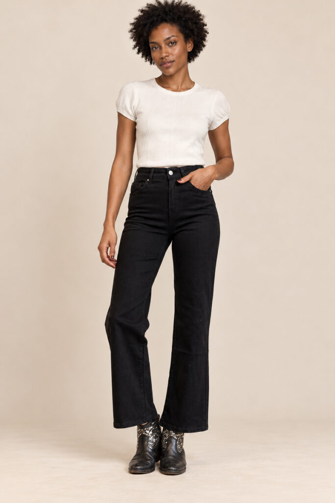 JEANS PALAZZO VITA ALTA CLASSICO NERO