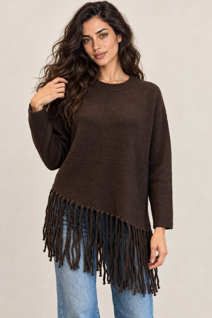 MAGLIONE FRANGE CAFFE