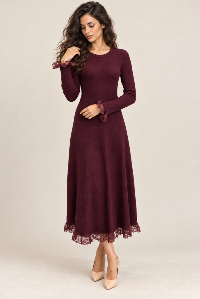 TUBINO COSTINE PIZZO MANICA BORDEAUX