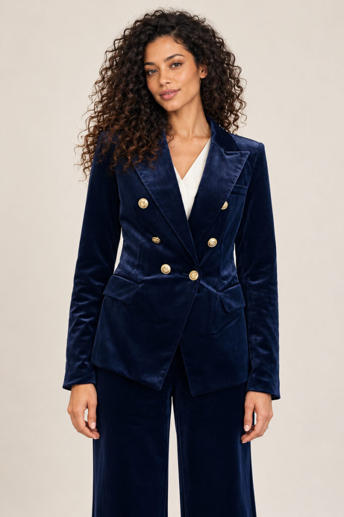 GIACCA DOPPIO PETTO IN VELLUTO NAVY