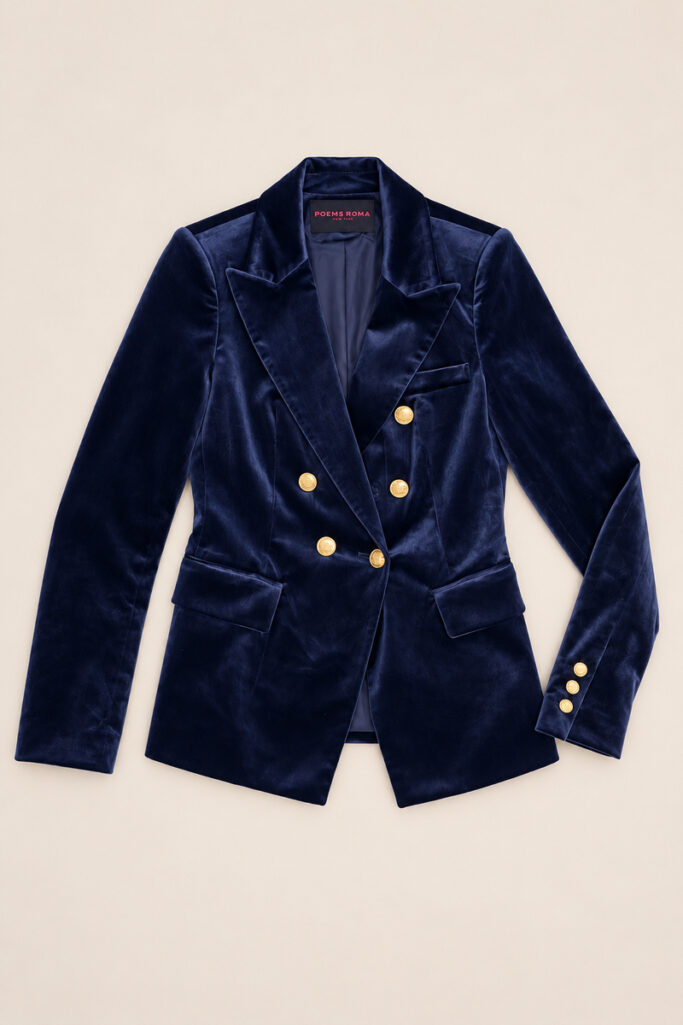 Alternative view of GIACCA DOPPIO PETTO IN VELLUTO NAVY