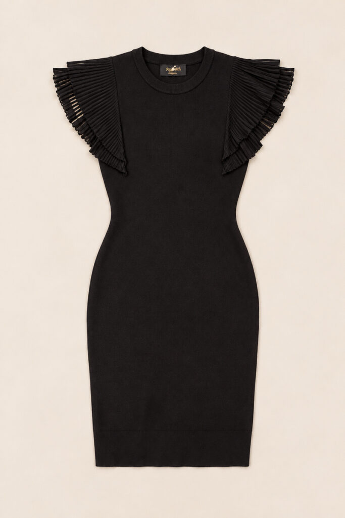 Alternative view of ABITO CORTO MANICA ORGANZA NERO