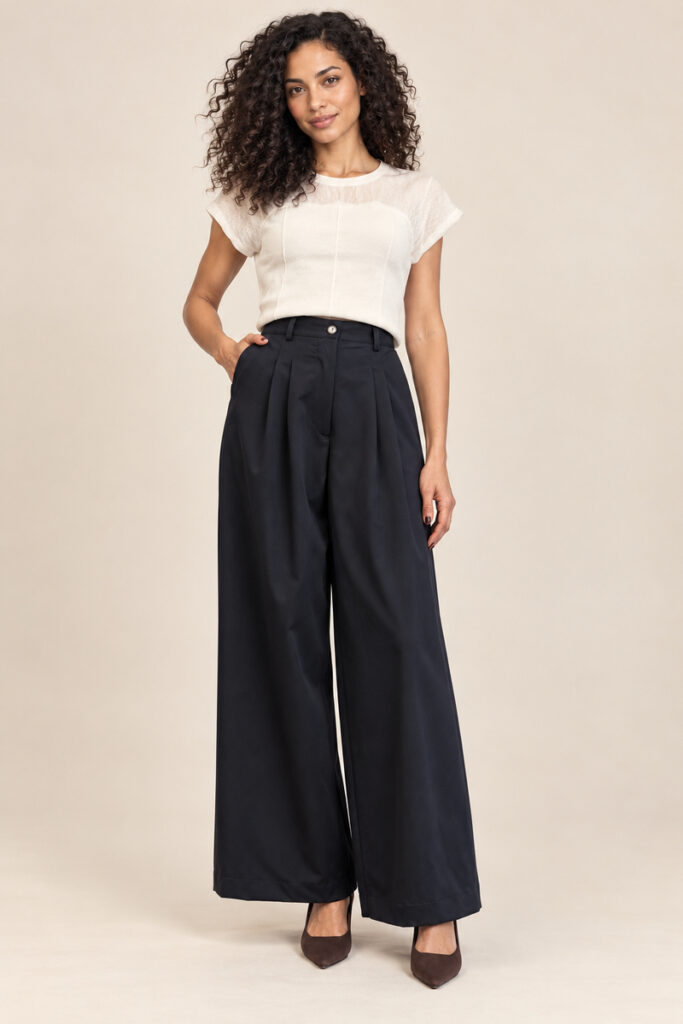 PANTALONE AMPIO PINCES NAVY