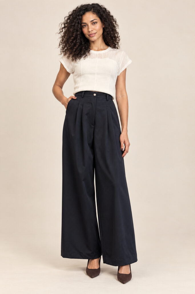 PANTALONE AMPIO PINCES NAVY