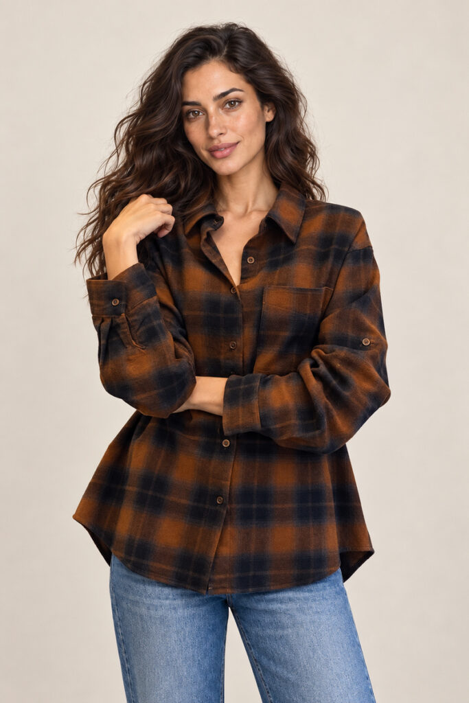 CAMICIA A QUADRI MARRONE