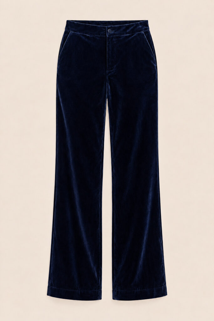 Alternative view of PANTALONE PALAZZO CLASSICO IN VELLUTO NAVY